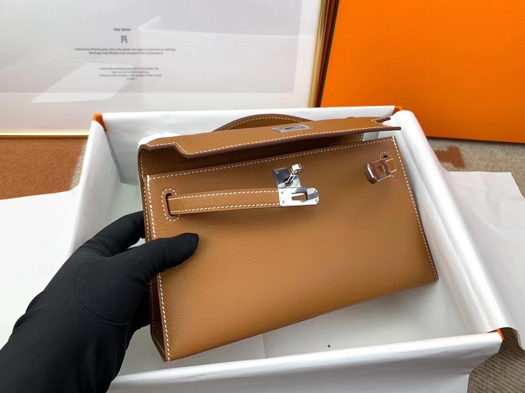 에르메스 미니 켈리백22 골드브라운 은장